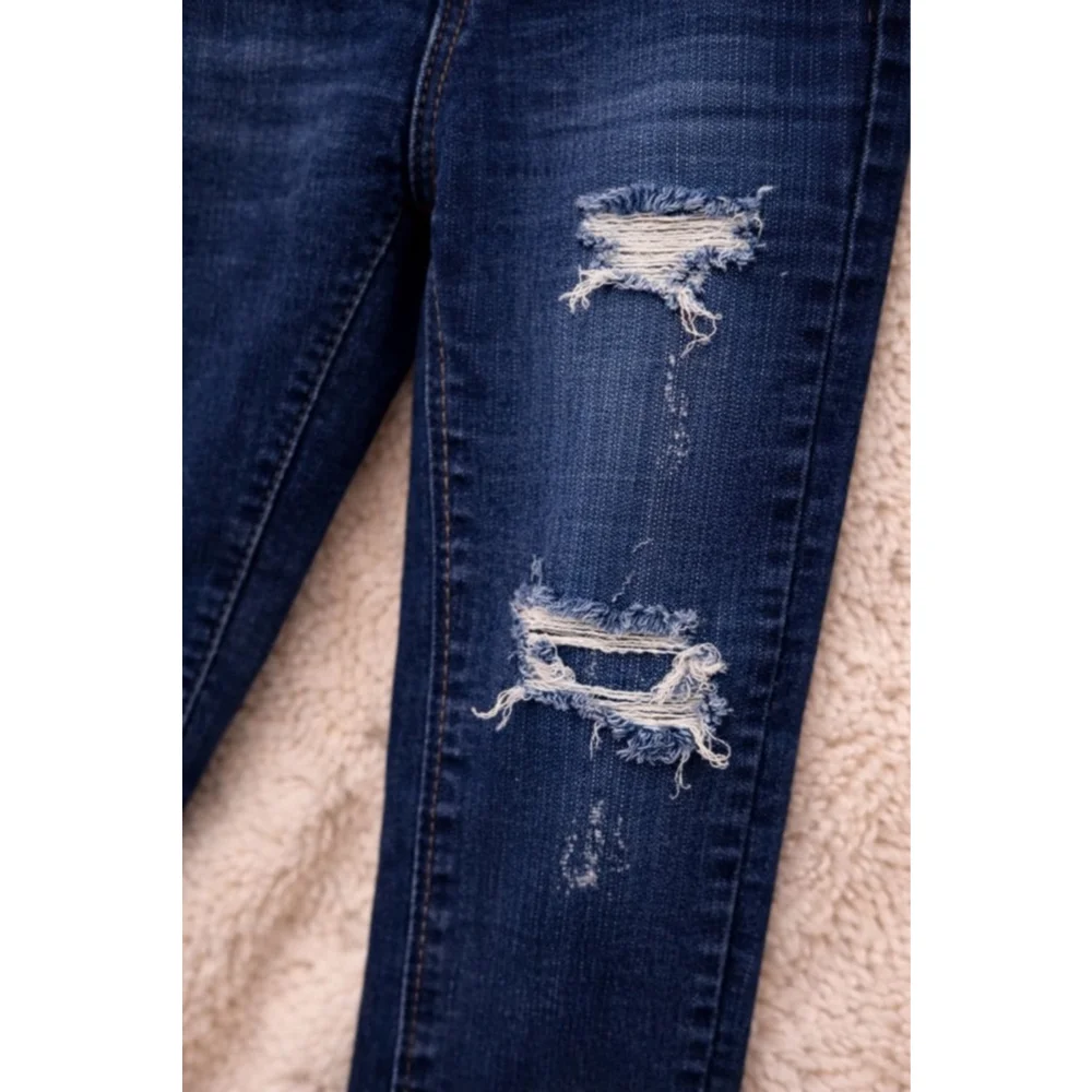 Judy Blue High Rise Distressed Skinny Jeans Button Fly Stretch Denim Size 7/28 - Picture 3 of 9